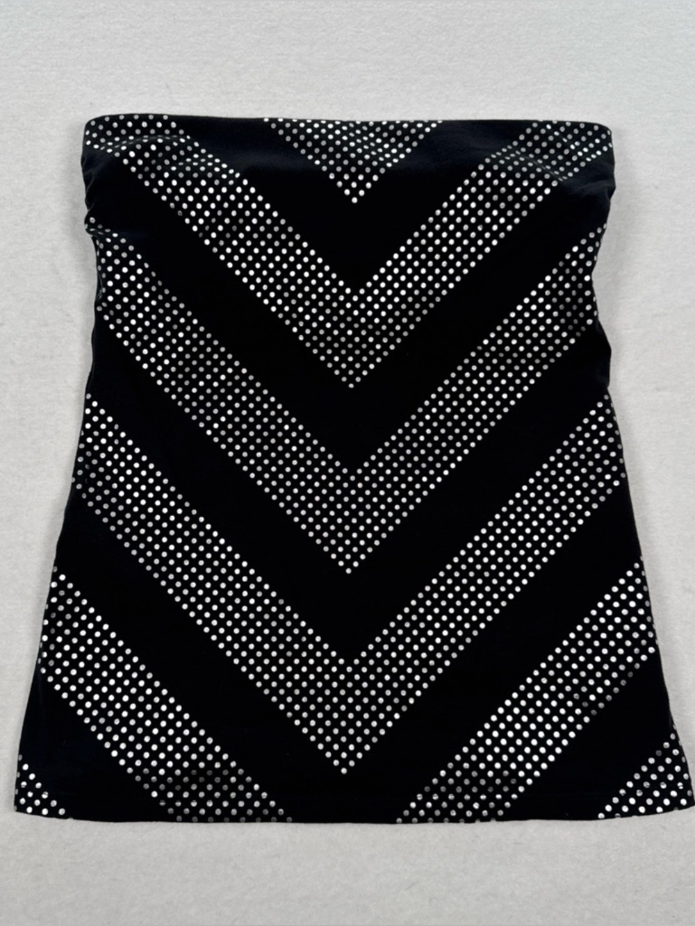 Y2K Vintage Express Sexy Basic Tube Top Small Stretch Black with Silver Accents